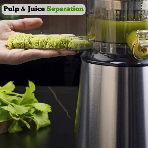 OHTE Slow Masticating Juicer, 250W Stainless Steel Slow Cold Press Juicer Machine with 100mm Large Feed Chute for Vegetables and Fruit OHTE Slow Masticating Juicer, 250W Stainless Steel Slow Cold Press Juicer Machine with 100mm Large Feed Chute for Vegetables and Fruit